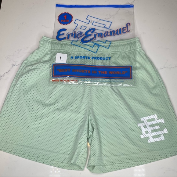 NEW Eric Emanuel EE Basic Short Summer Casual Shorts Mesh silt green Size: Large - Picture 3 of 6